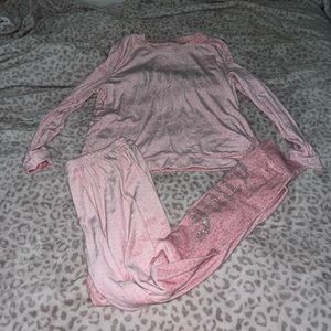 Pink Leopard Bling Velour Pajama Set